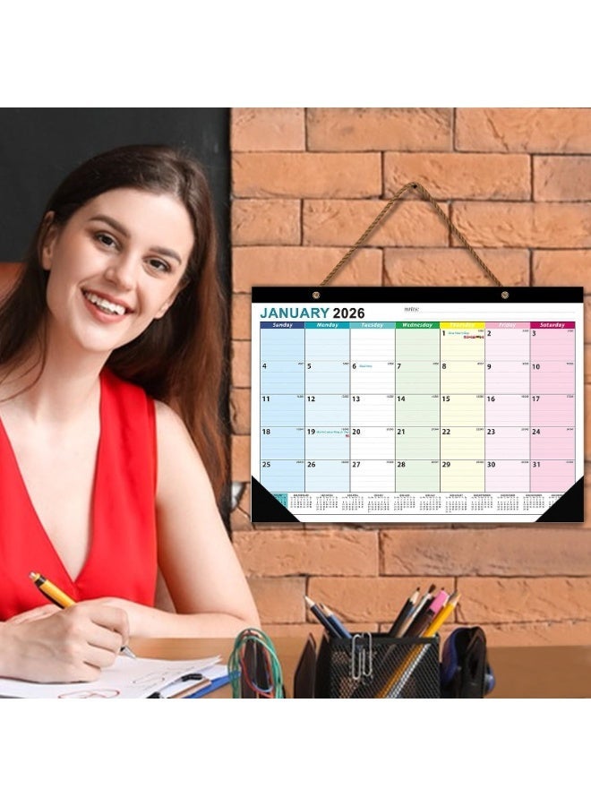 تقويم جداري بيج ثري 2026، تقويم مكتبي وجداري شهري 2026-2027 لمدة 18 شهرًا، ورق متين سميك مع واقيات زوايا، قائمة مهام، ملصقات تخطيط، من يناير 2026 إلى يونيو 2027. - Image 4